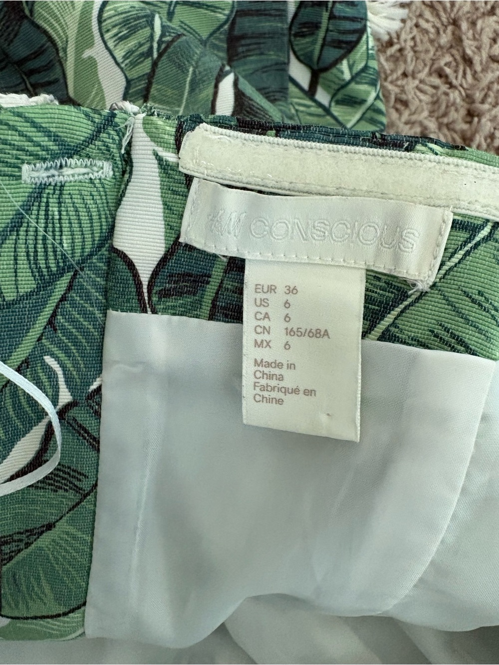 H&M Green Leaf Print Strapless Romper with Fringe - Picture 6 of 6